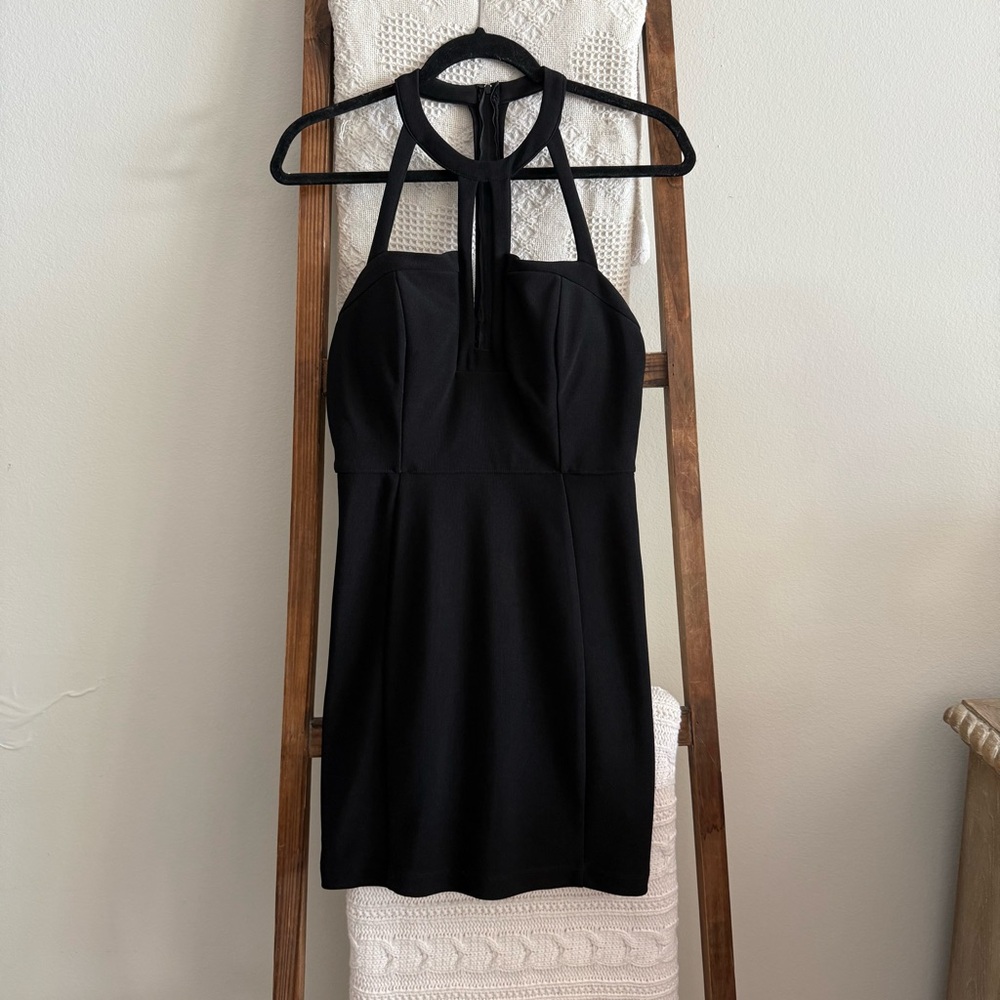 Honey & Rosie Black Halter Dress with Cut Outs